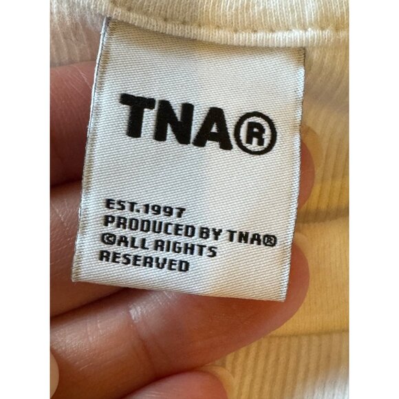 Aritzia TNA Tee Women XS White Ribbed‎ Knit Crew Neck Short Sleeve Baby Tee Crop - Picture 10 of 13